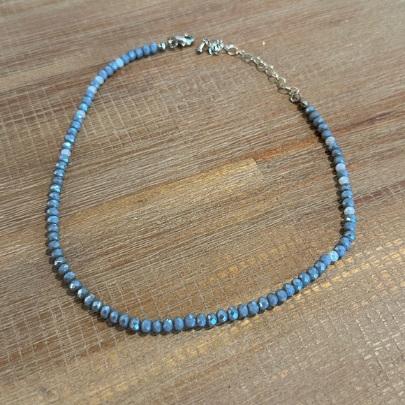 Handmade Gemstone Beaded Choker Necklace - Blue / Gray - Picture 5 of 8
